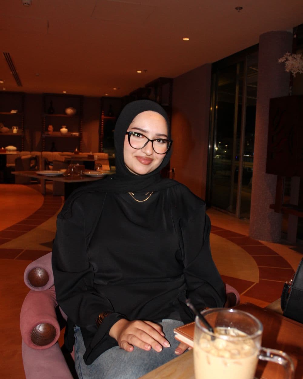 Portrait of the artist Farah Ramadan in the studio.